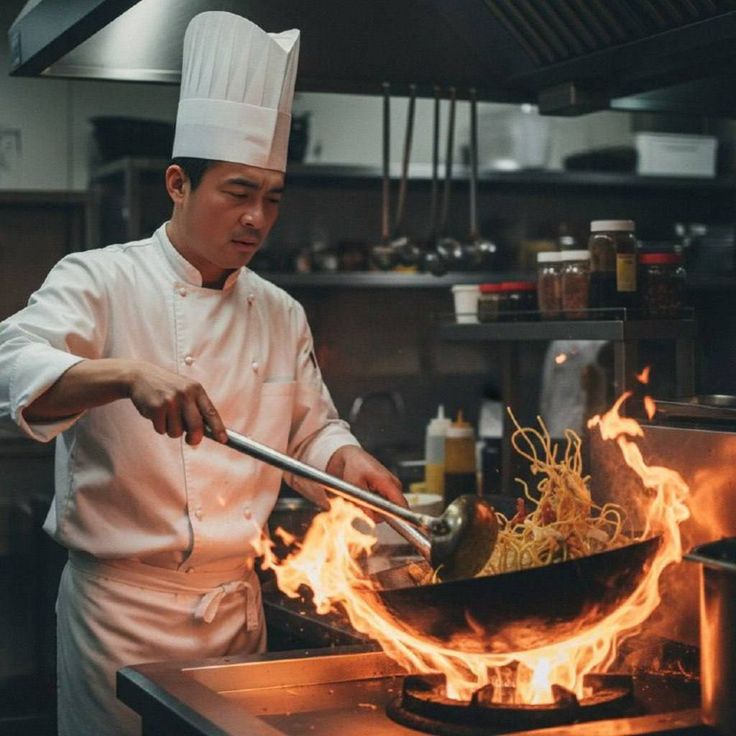 Foto aksi chef profesional